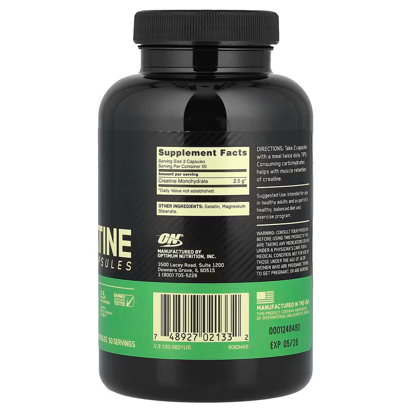 Optimum Nutrition, Micronized Creatine Capsules, 100 Capsules (1.25 g per Capsule )
