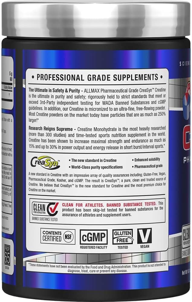 ALLMAX Nutrition - Creatine Monohydrate, Micronized Creatine Powder for Strength and Muscle Recovery, Gluten Free & Fast Absorbing 400g