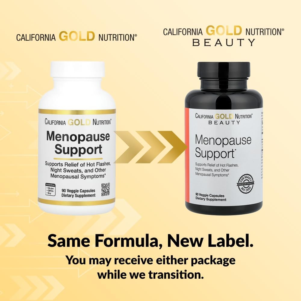 California Gold Nutrition Beauty, Menopause Support with Angelica gigas, Cynanchum wilfordii, Phlomis umbrosa and L-Leucine, 90 Veggie Capsules