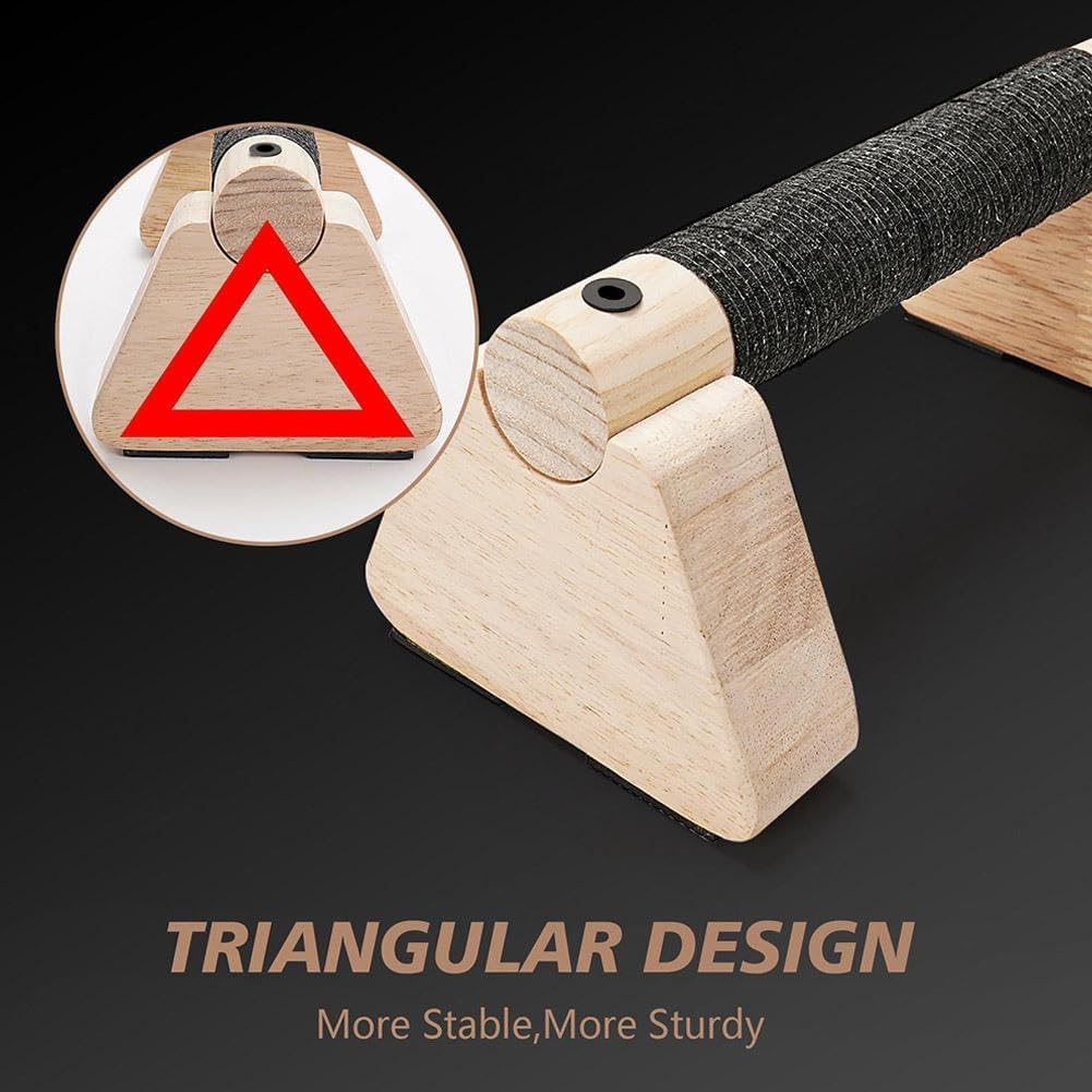 Push-up Stand, 2 PCS Wood Pushup Bars Non-Slip Base Exercise Home Workout Equipment, Push Up Bars & Calisthenics Bar, Supports Aerobics and Upper Body Strength Training for Men and Women