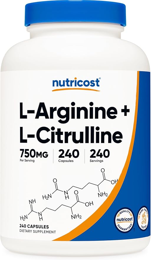 Nutricost L-Arginine L-Citrulline Complex 750mg, 120 Capsules - Non-GMO