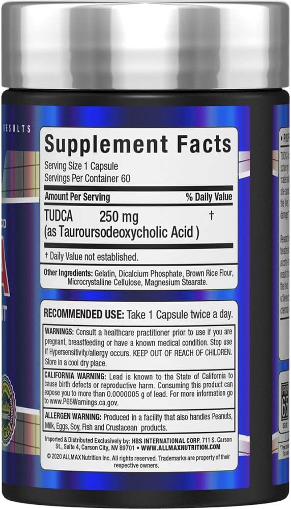 ALLMAX Nutrition TUDCA 60CT - Tauroursodexoycholic Acid - Liver Detox & Gut Health