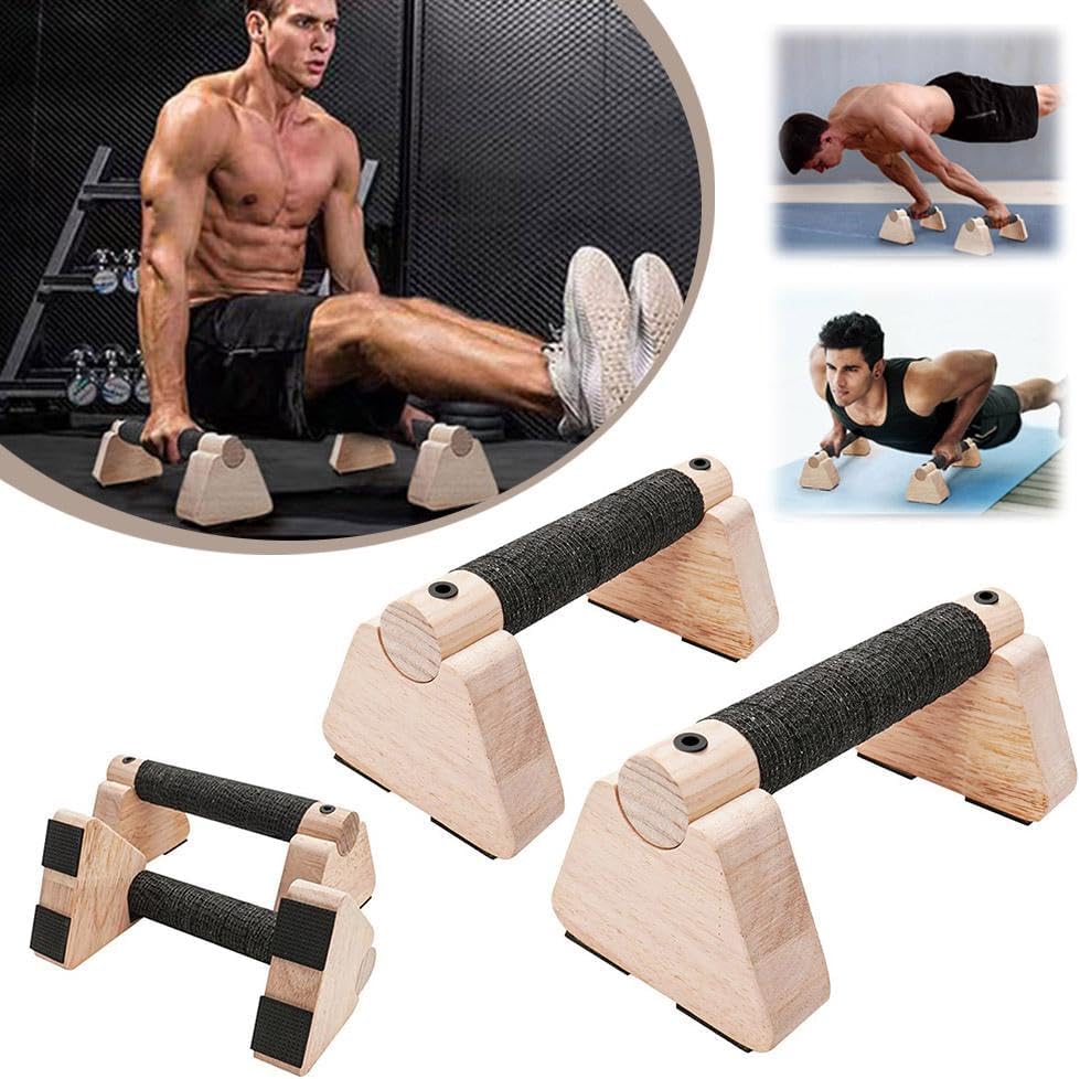 Push-up Stand, 2 PCS Wood Pushup Bars Non-Slip Base Exercise Home Workout Equipment, Push Up Bars & Calisthenics Bar, Supports Aerobics and Upper Body Strength Training for Men and Women