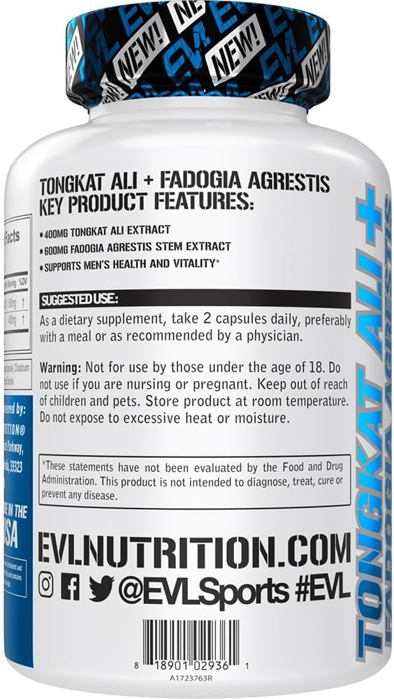 Nutrition Tongkat Ali + Fadogia Agrestis - Men’s Health + Vitality Support - 400mg Tongkat Ali + 600mg Fadogia Agrestis Stem Extract - Workout Supplement - Vegetarian Capsules - 30 Servings