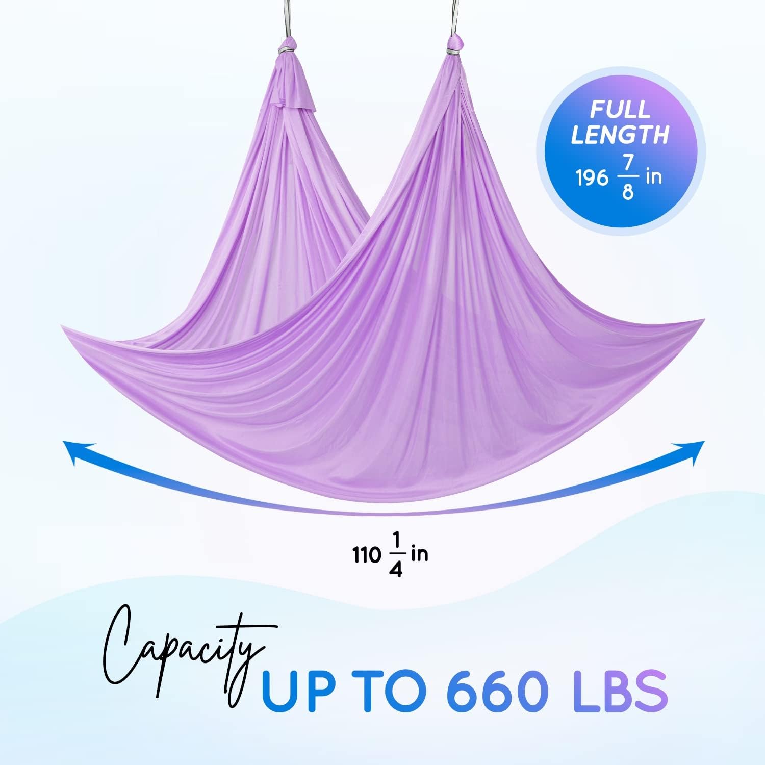 Aerial Yoga Hammock 5.5 Yards, 198 Inches Height Aerial Silks, Yoga Trapeze Increasing Strength, Flexibility and Balance