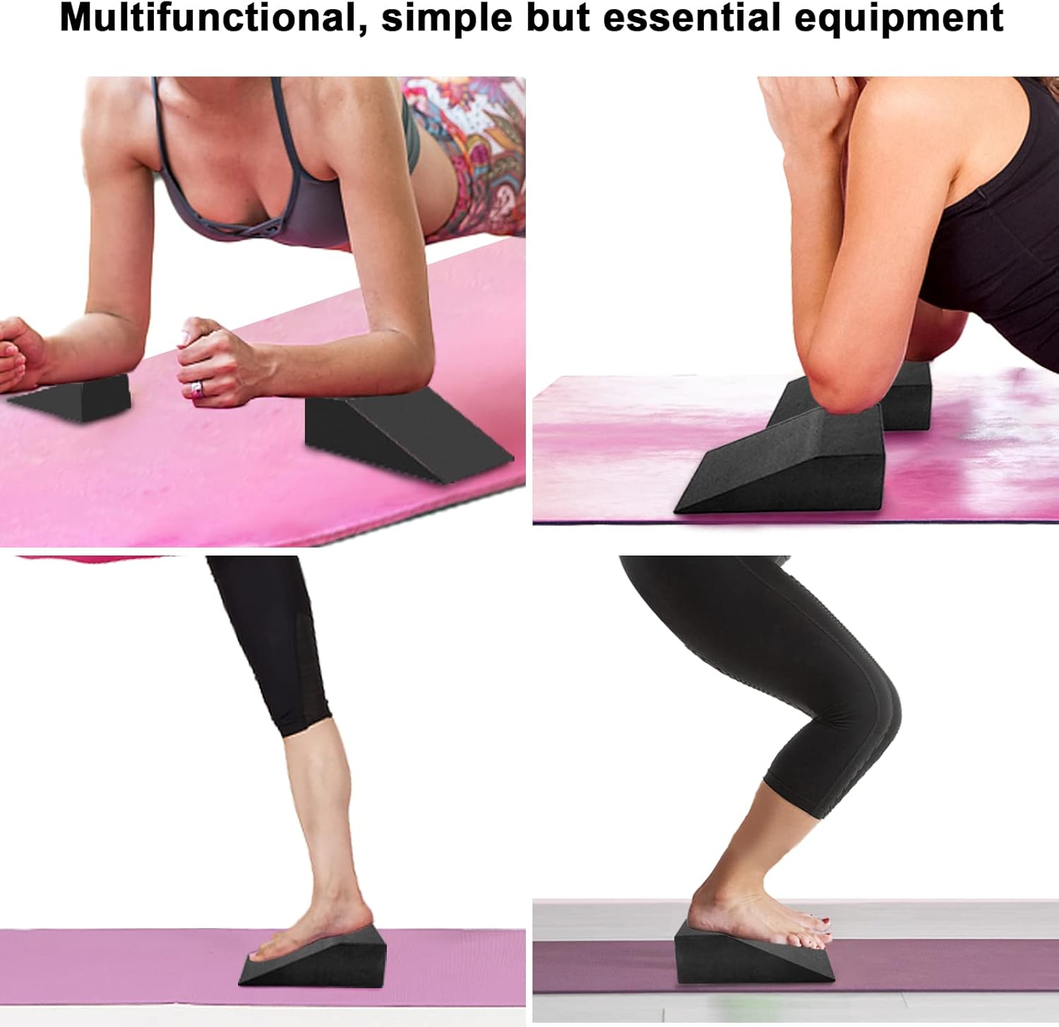 2 Pack Squat Wedge Blocks,Non Slip Professional Squat Ramp for Heel Elevated Squats Calf Raises Platform, Calf Stretcher, Balance, Pushup, Yoga Wrist Support, Pilates, Squat, Riser Block