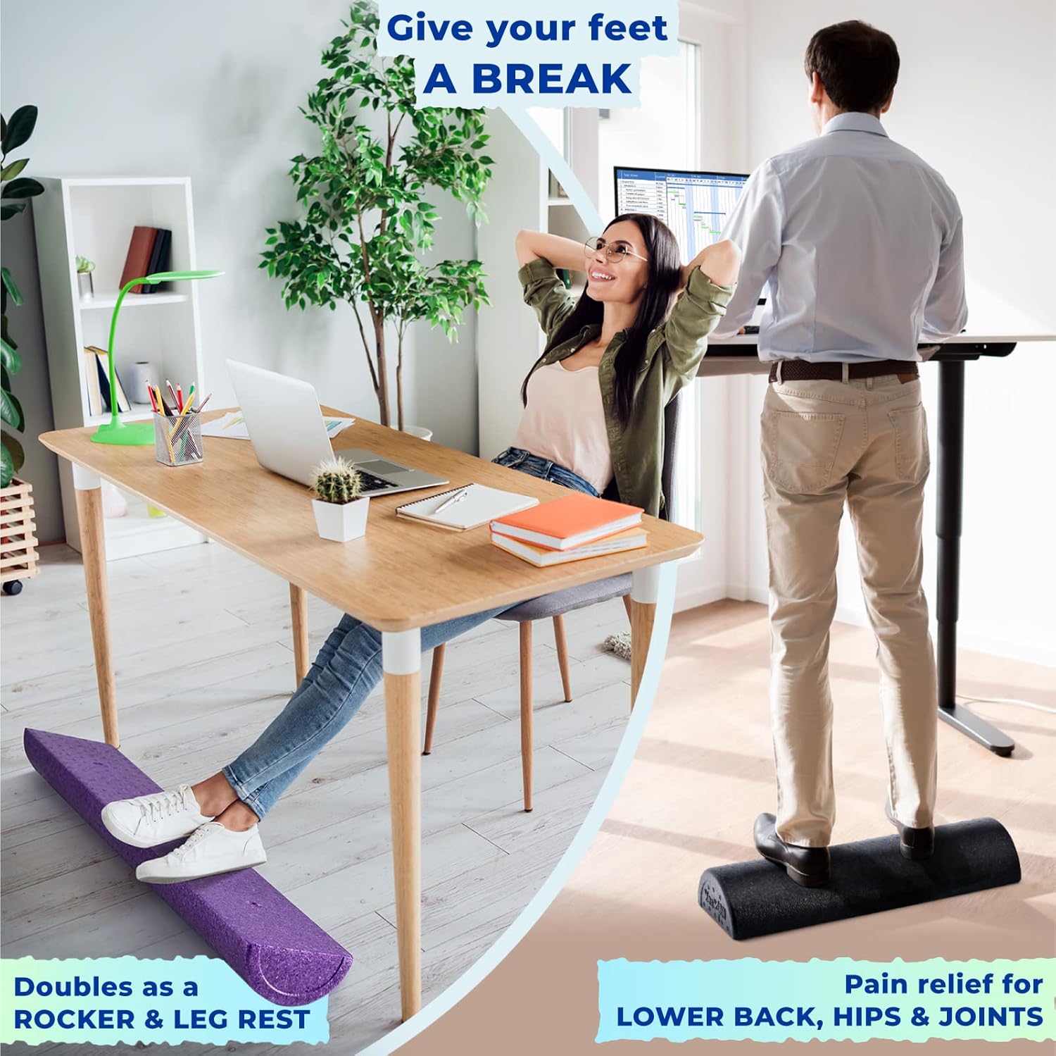 High-Density EPP Half Round Back Roller Foam, Exercise Foam Roller for Yoga, Pilates & Stretching