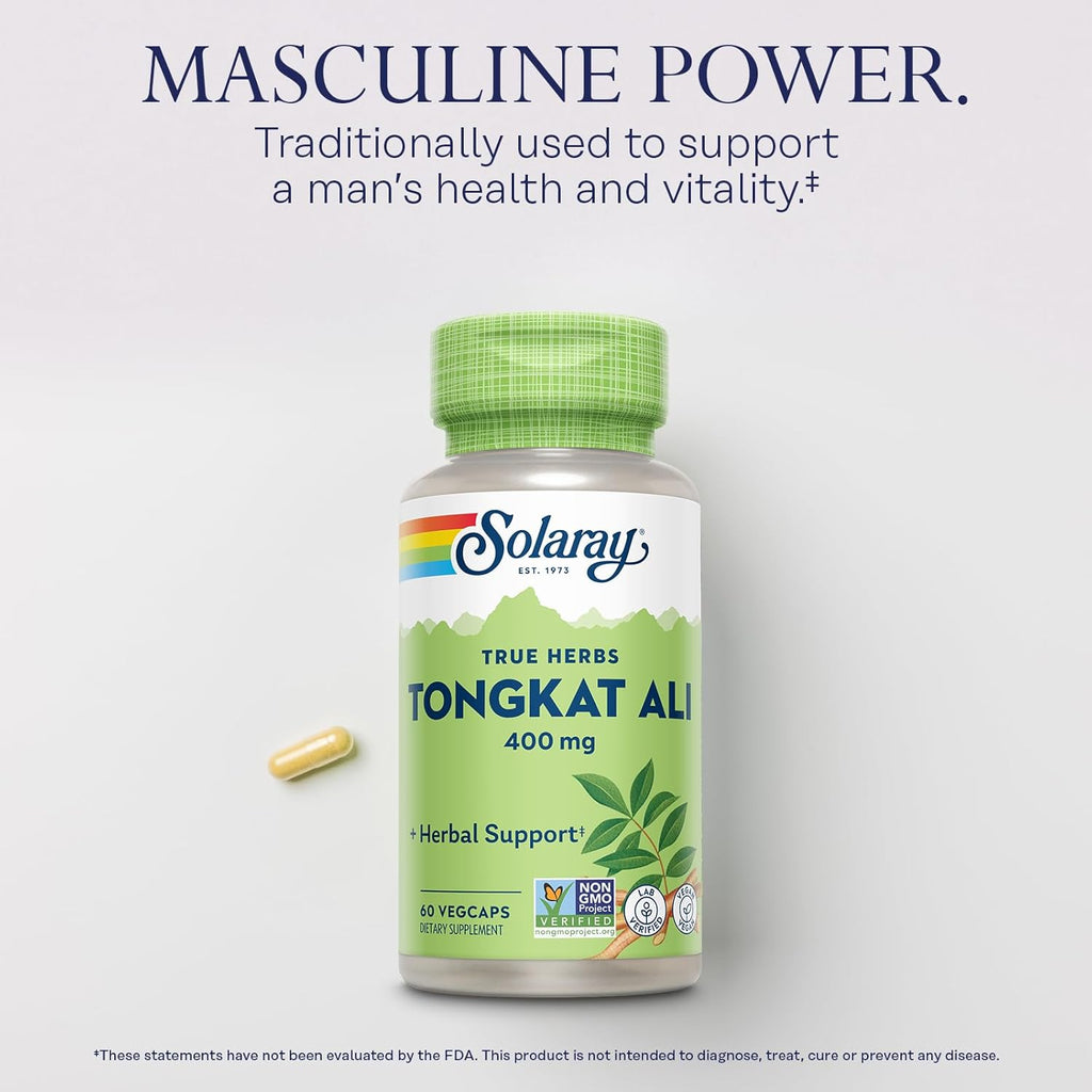 Tongkat Ali 400 mg - Longjack Tongkat Ali for Men - Herbal Support for Men's Health and Vitality - Vegan, Non-GMO, Lab Verified - 60 Servings, 60 VegCaps