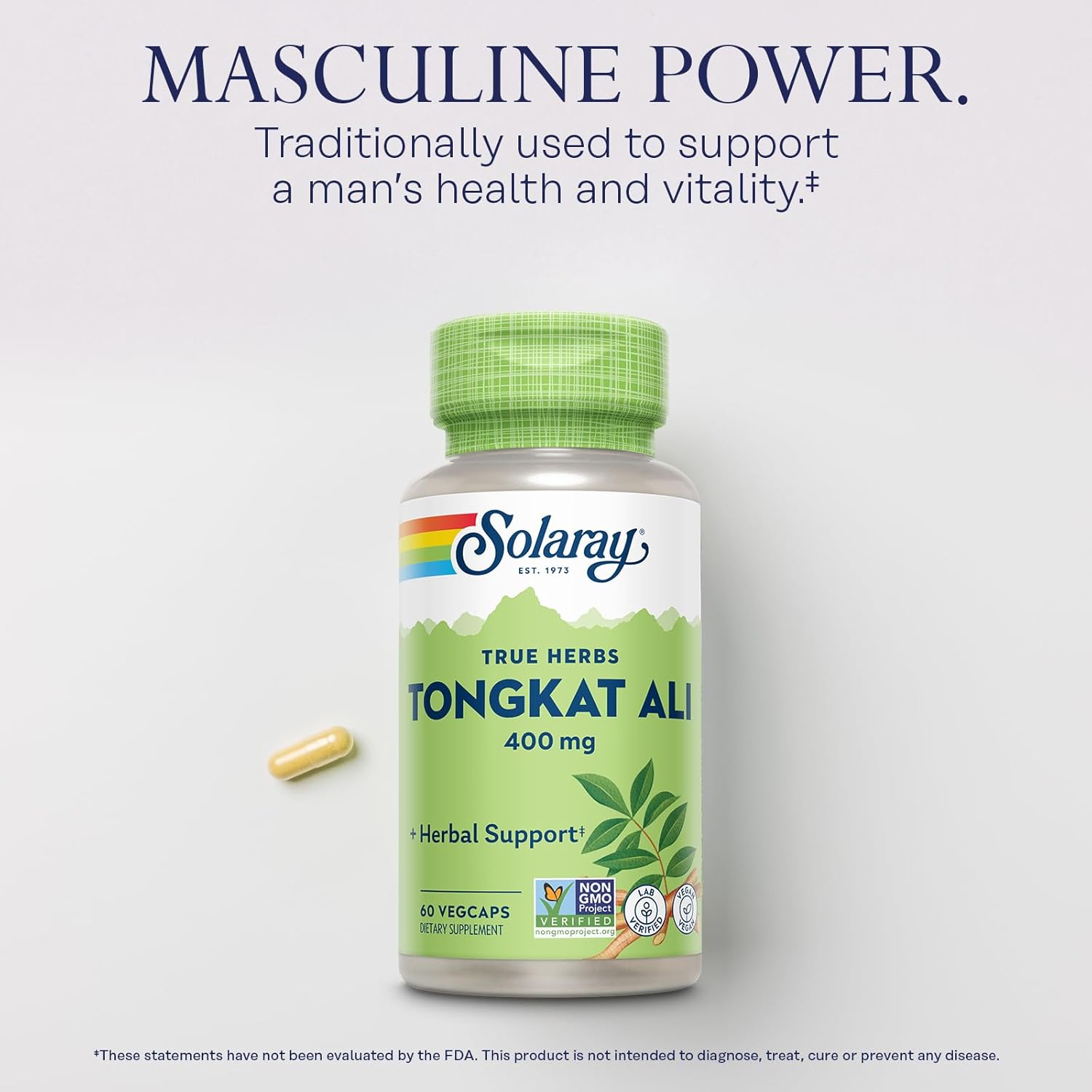 Tongkat Ali 400 mg - Longjack Tongkat Ali for Men - Herbal Support for Men's Health and Vitality - Vegan, Non-GMO, Lab Verified - 60 Servings, 60 VegCaps
