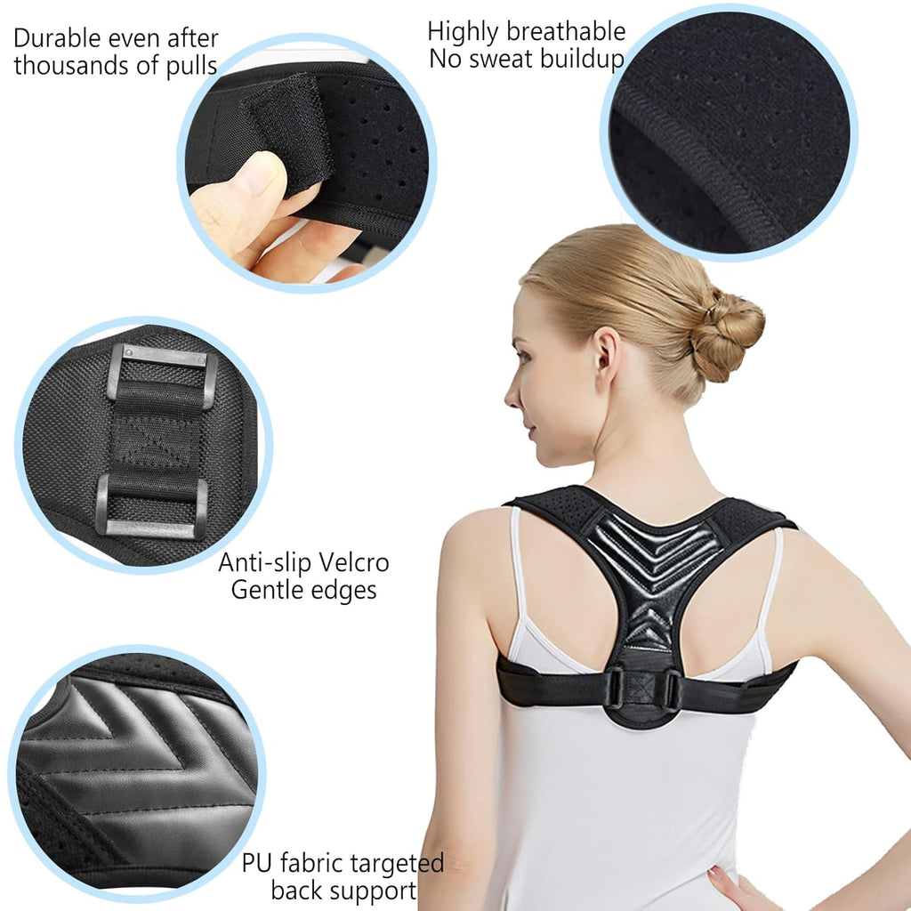Posture Corrector Adjustable Breathable Back Brace for Women and Men, Support Belt Straightener Improve Hunchback and Relief for Upper Lower Back, Lumbar, Neck, Shoulder Pain