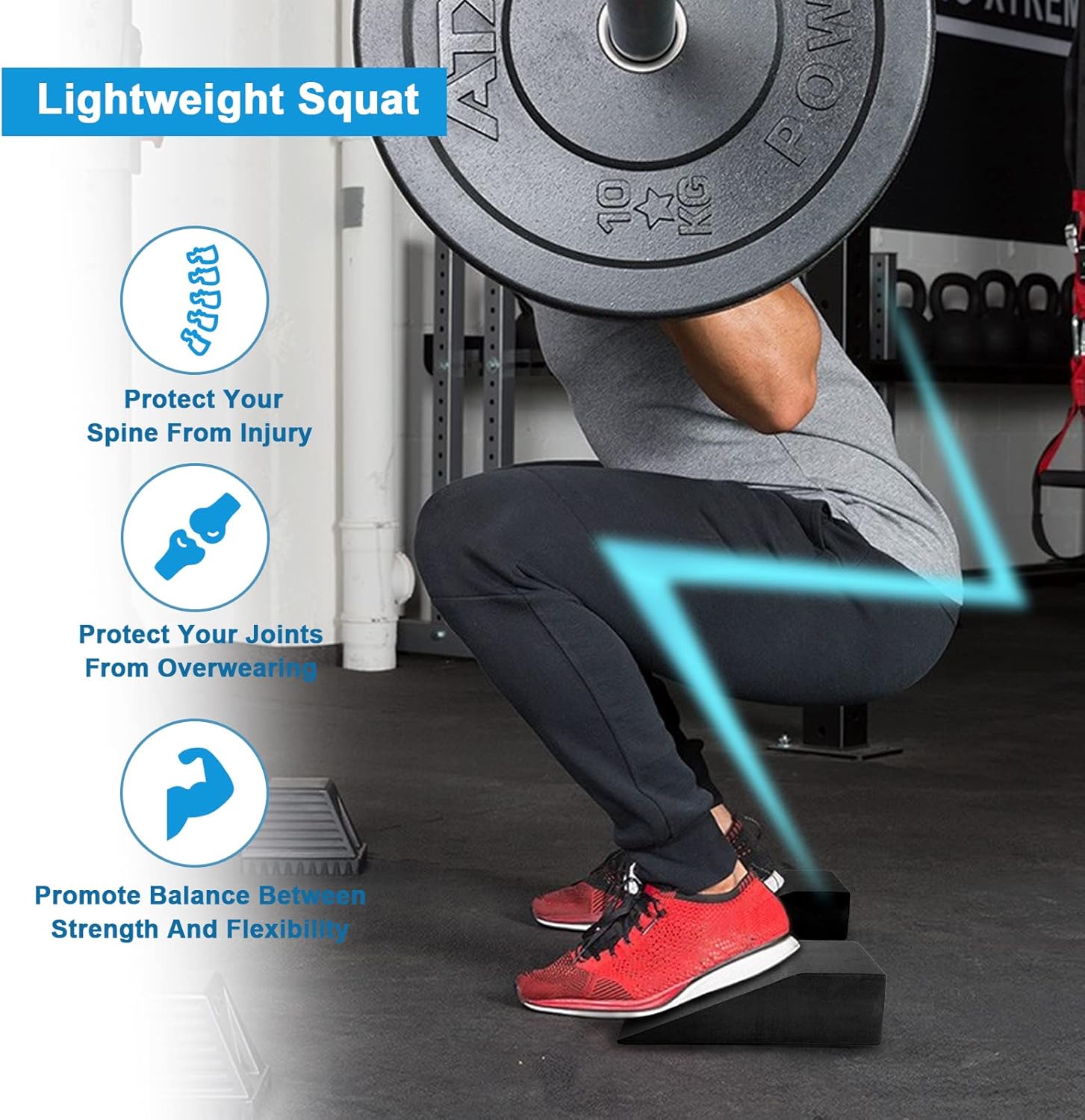 2 Pack Squat Wedge Blocks,Non Slip Professional Squat Ramp for Heel Elevated Squats Calf Raises Platform, Calf Stretcher, Balance, Pushup, Yoga Wrist Support, Pilates, Squat, Riser Block