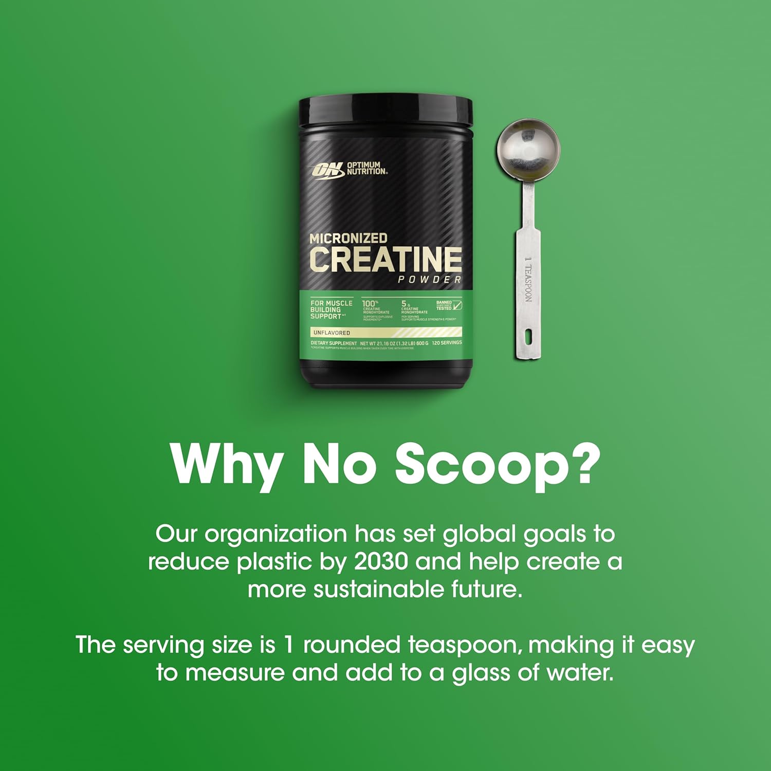 Optimum Nutrition Micronized Creatine Monohydrate Powder, Unflavored, 120 Servings, 600 Grams