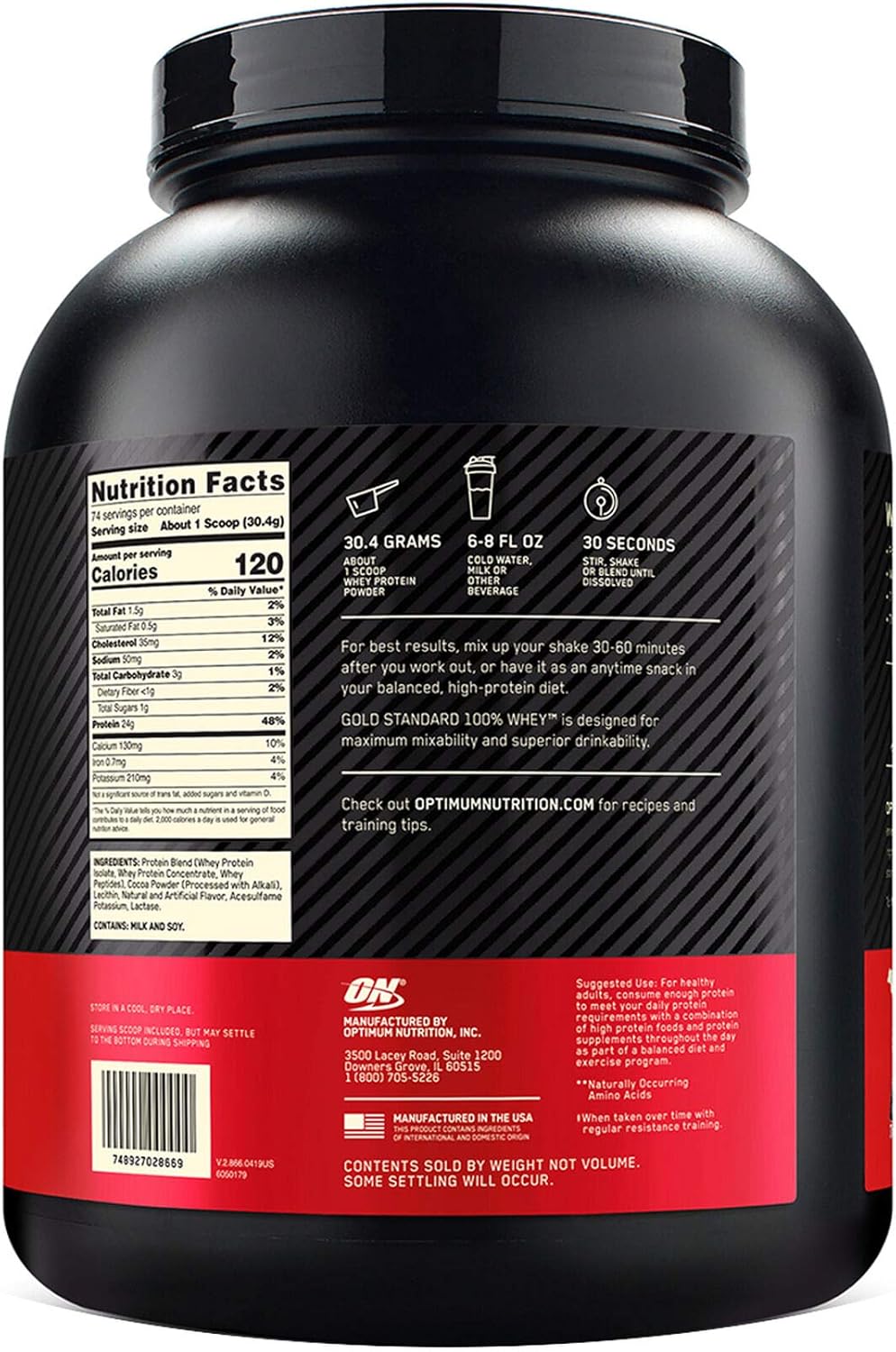 Optimum Nutrition, 100% WHEY Gold Choc 5LB