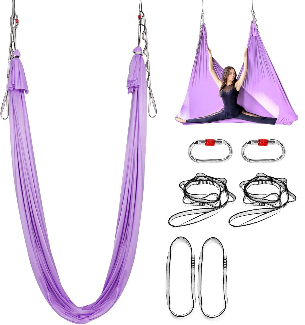 Aerial Yoga Hammock 5.5 Yards, 198 Inches Height Aerial Silks, Yoga Trapeze Increasing Strength, Flexibility and Balance