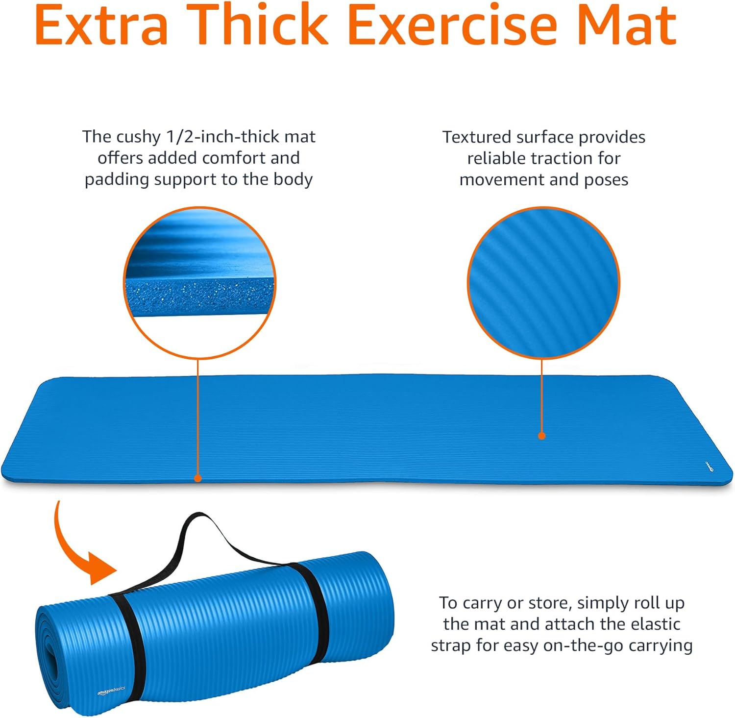 Extra Thick Exercise Yoga Mat with Carrying Strap