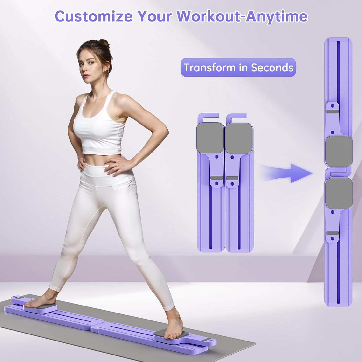 Pilates Board with Resistance Bands, 7-in-1 Foldable Pilates Reformer Set, Pilates Reformer Machine for Home Workout, Core Strengthener, Ab Workout, Glute & Leg Toning