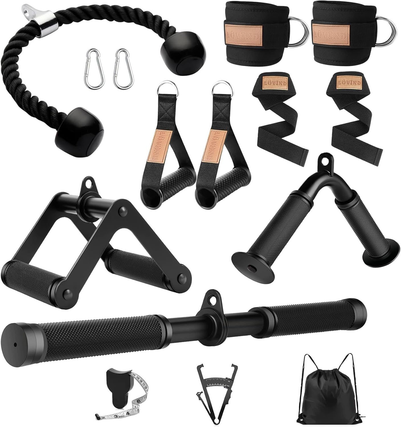 Cable Machine Attachment，LAT Pulldown Attachments Upgraded 1.3 Inch Comfort Grip Cable Attachments for Gym, Triceps Rope Bar,V Bar ,Double D Bar,Homr Gym Accessories (Copy)