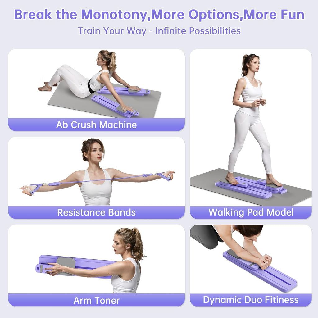 Pilates Board with Resistance Bands, 7-in-1 Foldable Pilates Reformer Set, Pilates Reformer Machine for Home Workout, Core Strengthener, Ab Workout, Glute & Leg Toning