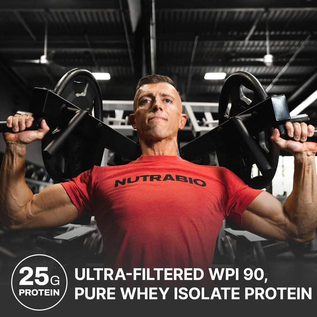 NutraBio 100% Whey Protein Isolate Protein Powder, 25g Protein with Complete Amino Acid Profile, Non-GMO, Soy & Gluten Free, Low Carb, Low Calorie Whey Protein Powder, Raw Unflavored, 5 Lbs