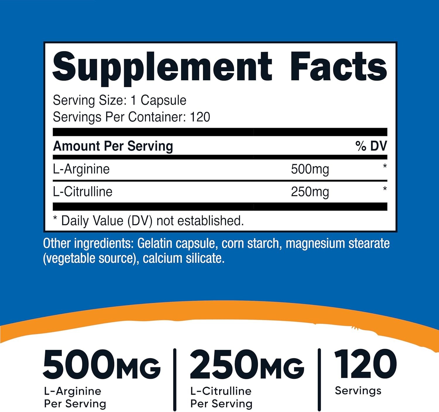 Nutricost L-Arginine L-Citrulline Complex 750mg, 120 Capsules - Non-GMO