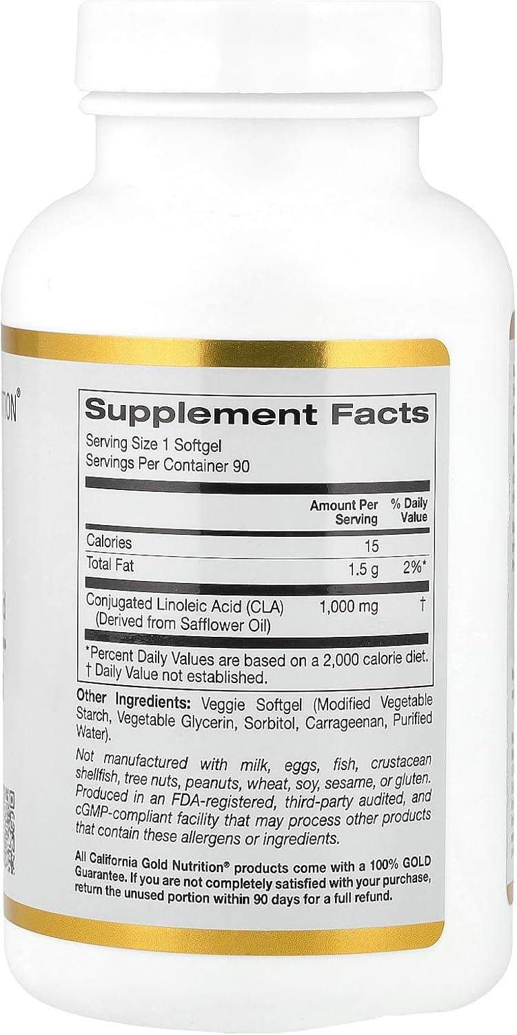 California Gold Nutrition CLA, Conjugated Linoleic Acid, 1,000 mg, 90 Veggie Softgels