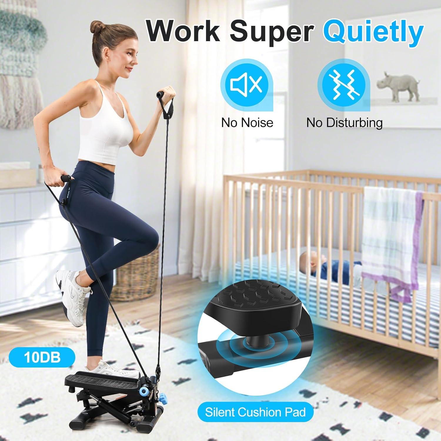 Steppers for Exercise at Home, Twist Stepper with 350LBS Loading Capacity, Mini Stepper with Resistance Bands, Hydraulic Fitness Stair Stepper for Home with LCD Monitor