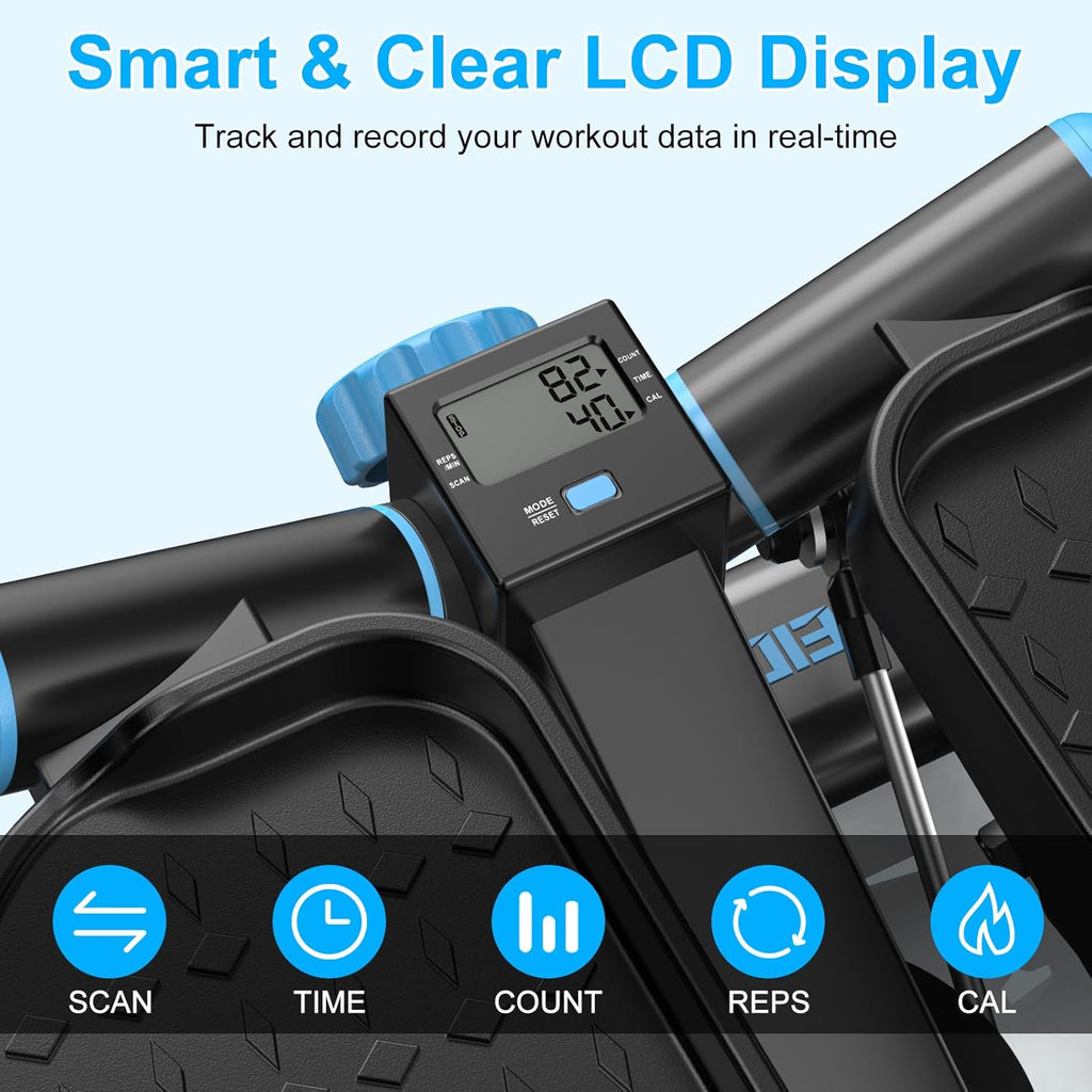 Steppers for Exercise at Home, Twist Stepper with 350LBS Loading Capacity, Mini Stepper with Resistance Bands, Hydraulic Fitness Stair Stepper for Home with LCD Monitor