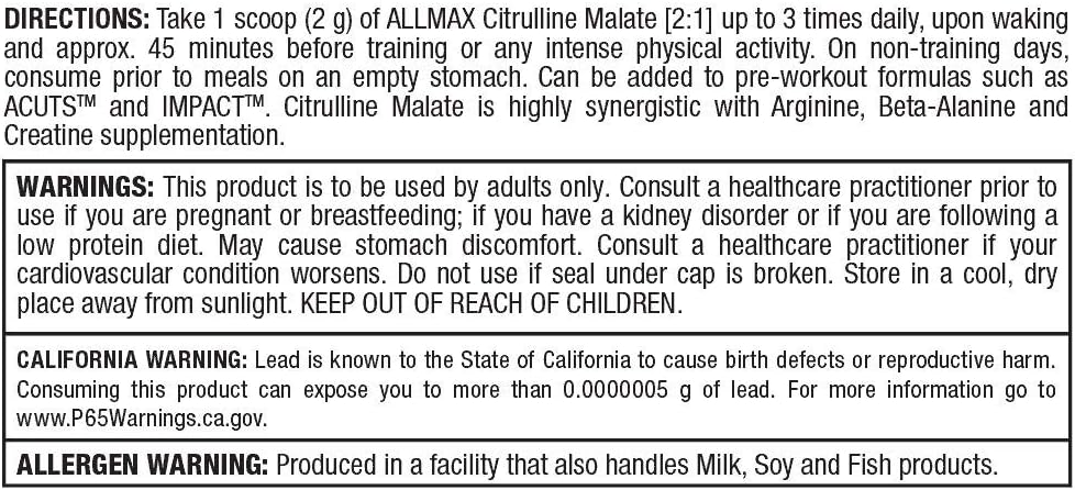 ALLMAX Nutrition Citrulline Malate, Unflavored, (300 g)