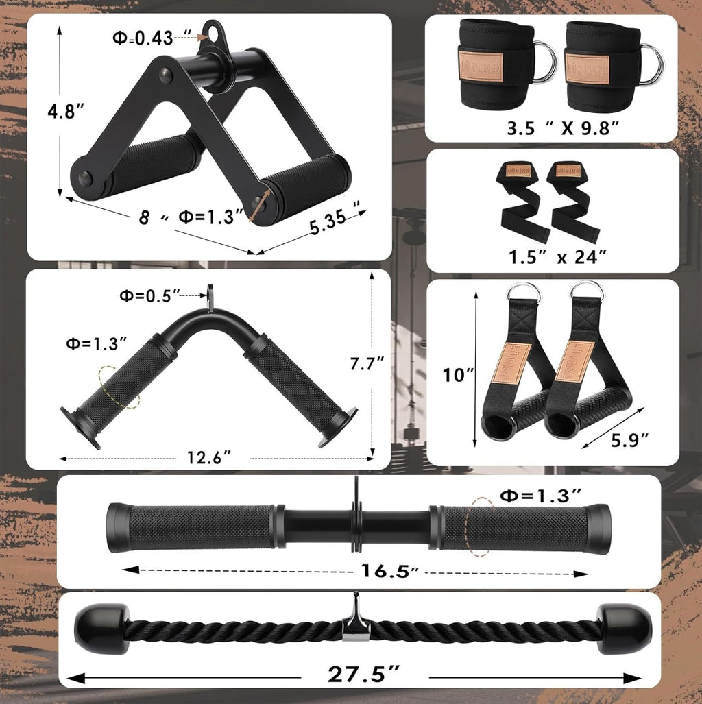 Cable Machine Attachment，LAT Pulldown Attachments Upgraded 1.3 Inch Comfort Grip Cable Attachments for Gym, Triceps Rope Bar,V Bar ,Double D Bar,Homr Gym Accessories (Copy)