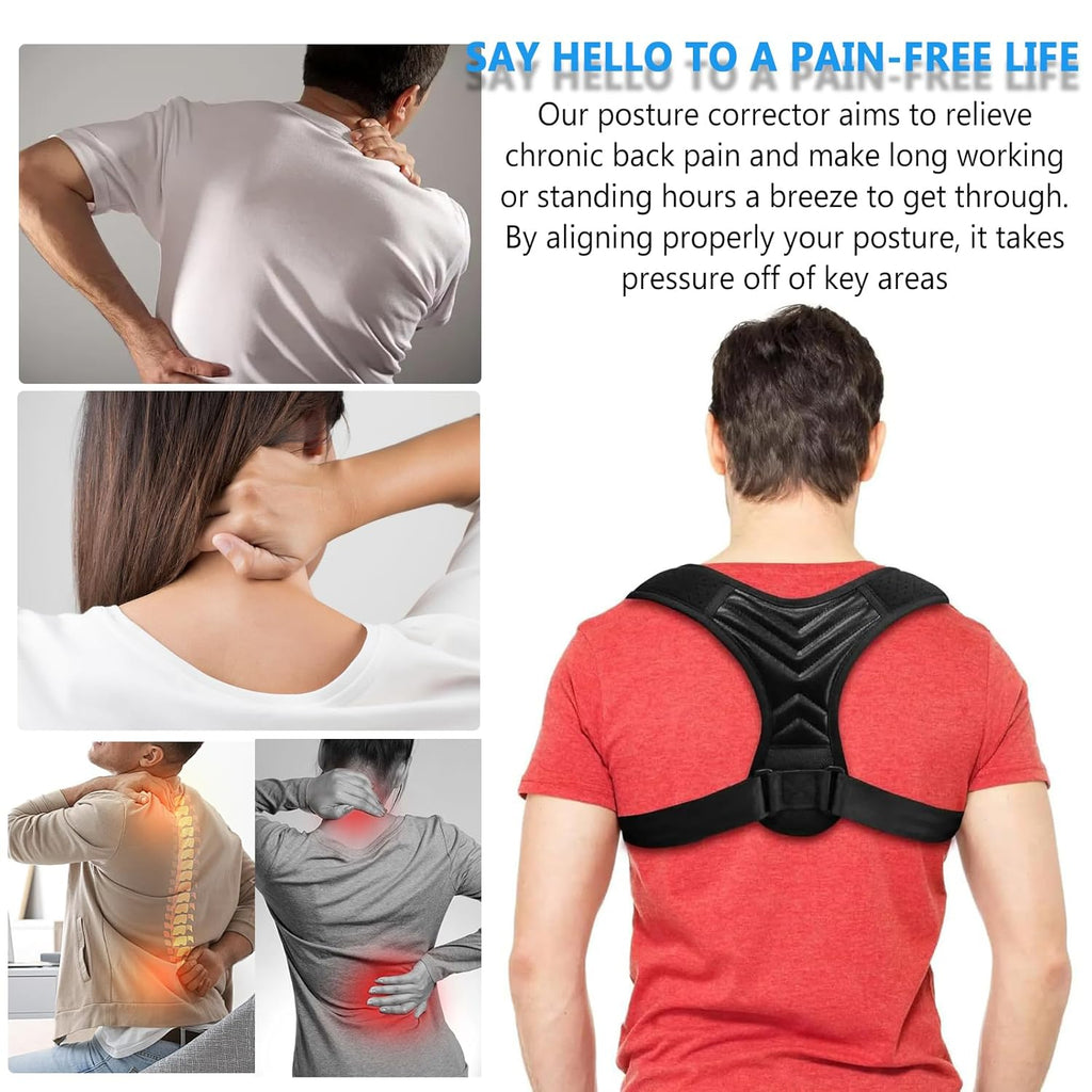 Posture Corrector Adjustable Breathable Back Brace for Women and Men, Support Belt Straightener Improve Hunchback and Relief for Upper Lower Back, Lumbar, Neck, Shoulder Pain