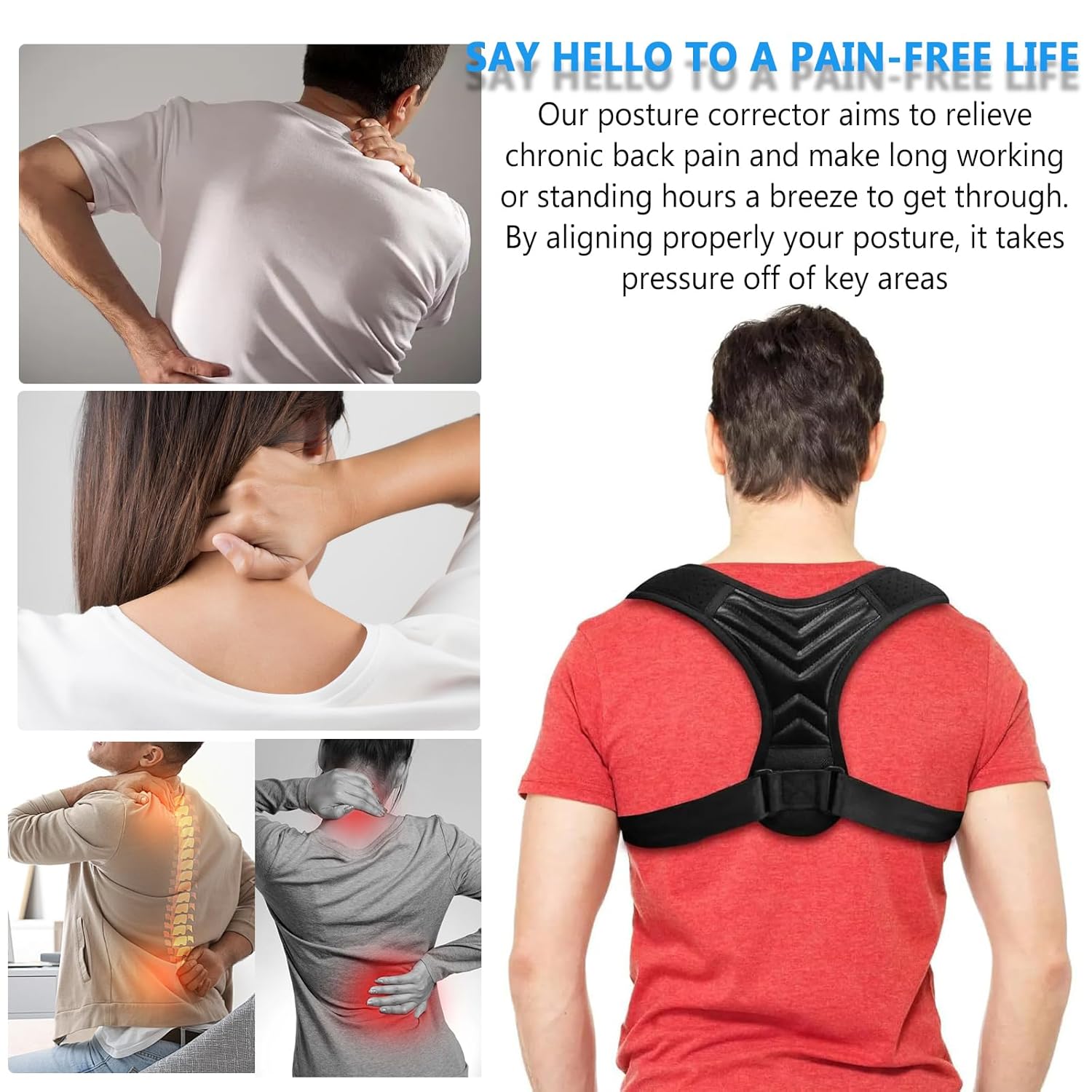 Posture Corrector Adjustable Breathable Back Brace for Women and Men, Support Belt Straightener Improve Hunchback and Relief for Upper Lower Back, Lumbar, Neck, Shoulder Pain