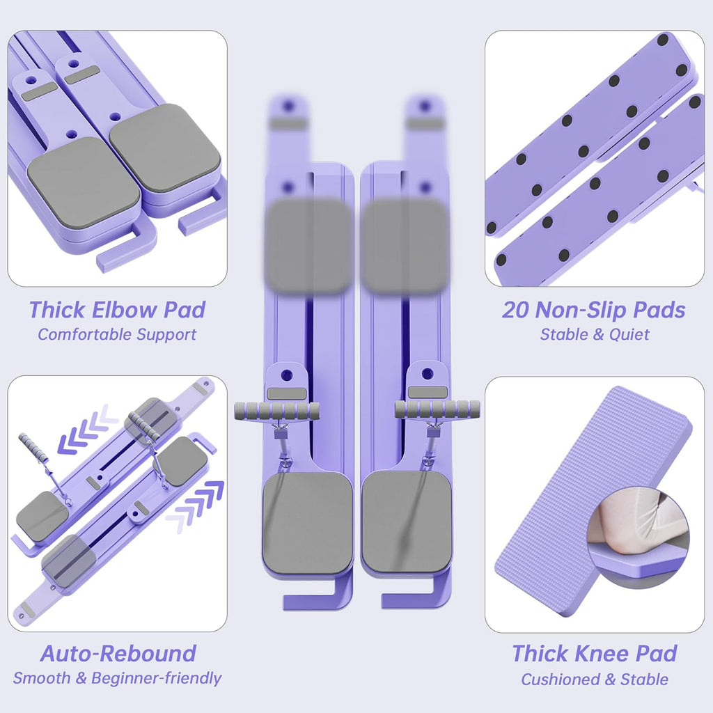 Pilates Board with Resistance Bands, 7-in-1 Foldable Pilates Reformer Set, Pilates Reformer Machine for Home Workout, Core Strengthener, Ab Workout, Glute & Leg Toning