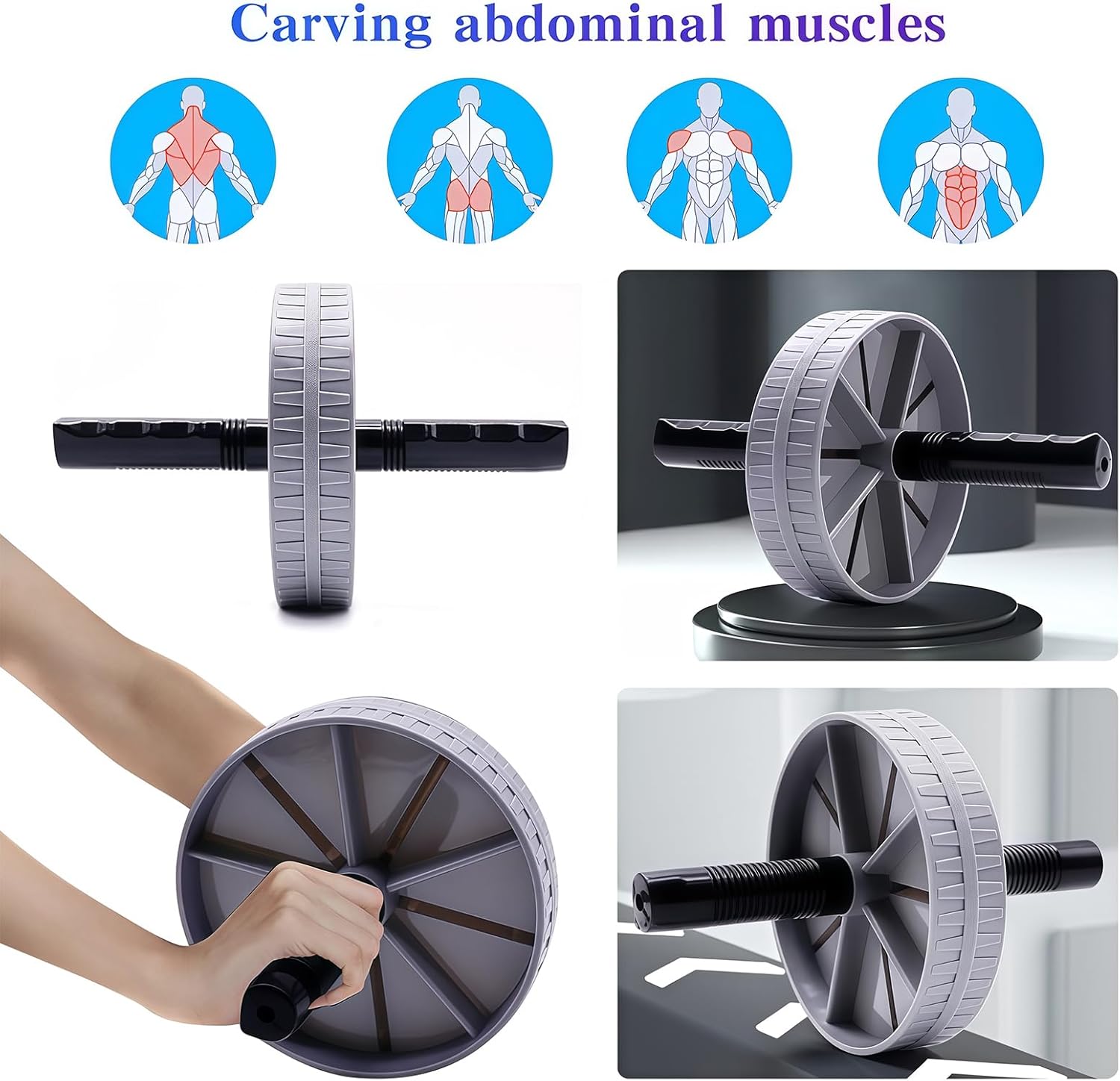 Wheel for Abs Workout, Core Strength Training Equipment - Exercise Wheel for Home Gym, Abdominal Muscle Toner, Fitness Equipment for Men & Women