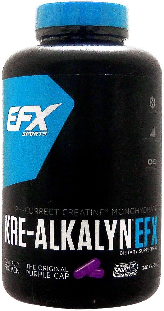 EFX Sports Kre-Alkalyn EFX | pH Correct Creatine Monohydrate Pill Supplement | Strength, Muscle Growth & Performance | 60 Servings, 120 Capsules