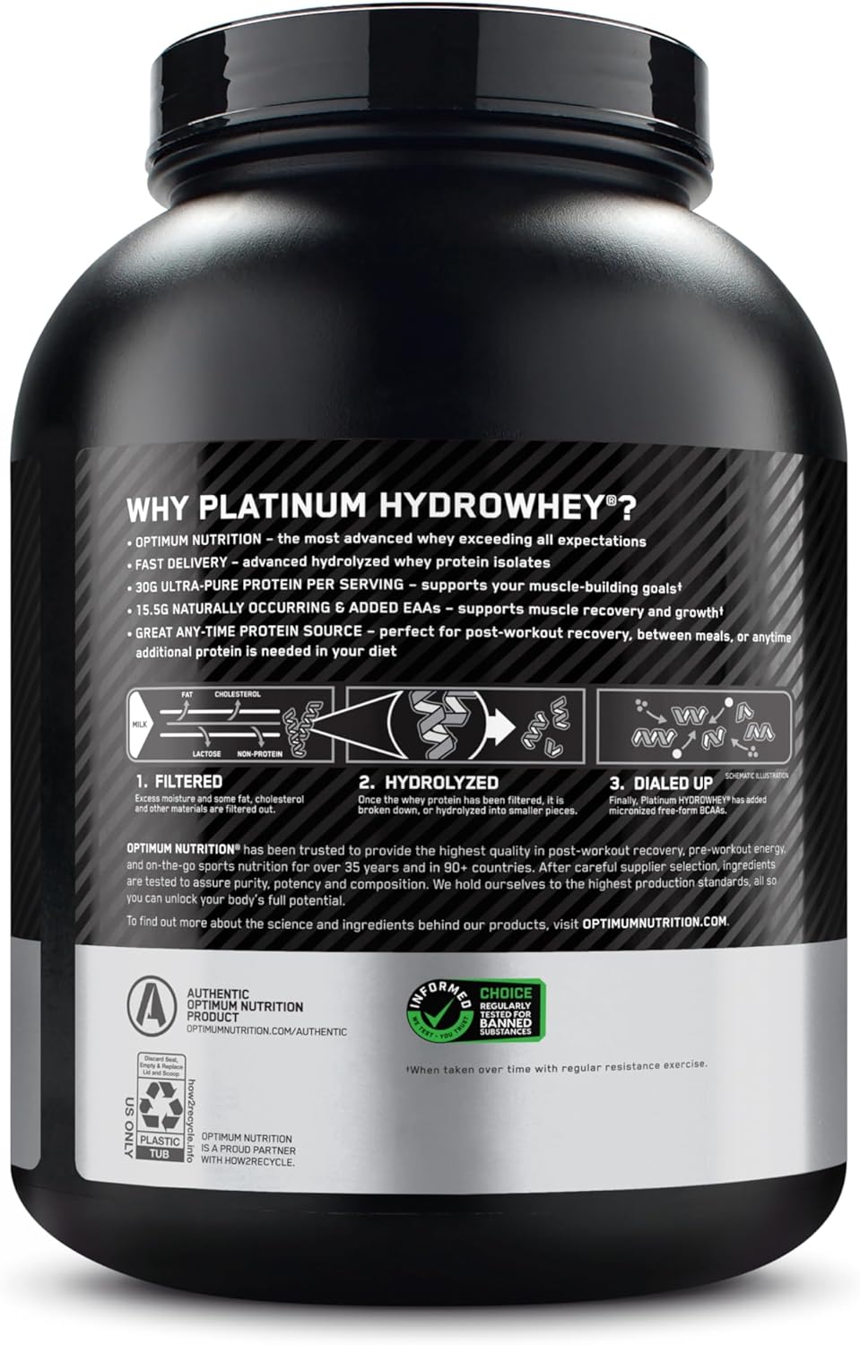 Optimum Nutrition Platinum Hydrowhey Protein Powder, 100% Hydrolyzed Whey Protein Isolate Powder, Flavor: Turbo Chocolate, 40 Servings, 3.61 Pounds (Packaging May Vary)