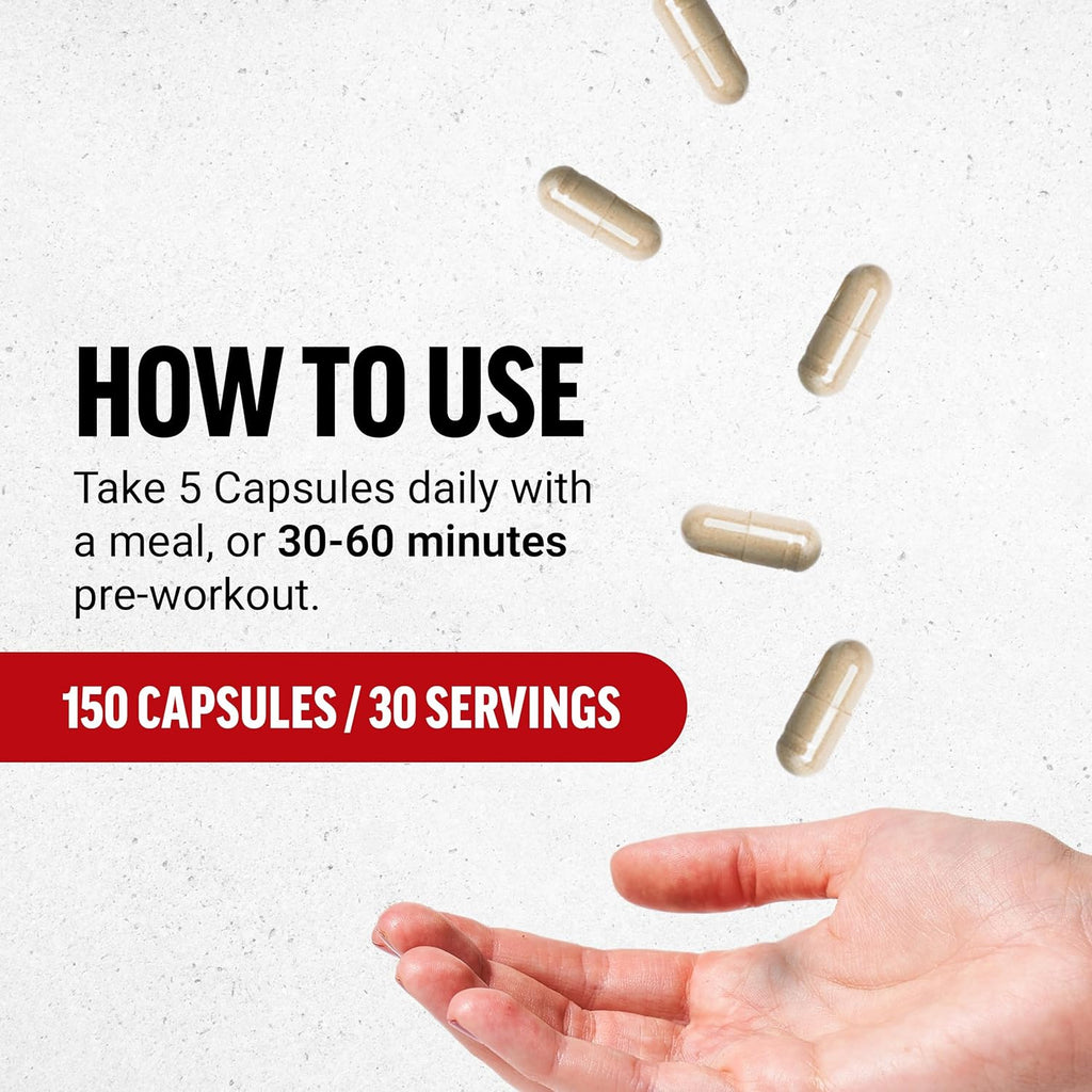 L-Arginine Nitric Oxide Supplement with BioPerine to Help Build Muscle and Support Stronger Blood Flow, Circulation, Nutrient Delivery, and Pumps, L-Arginine 3000mg, 3g, 150 Capsules