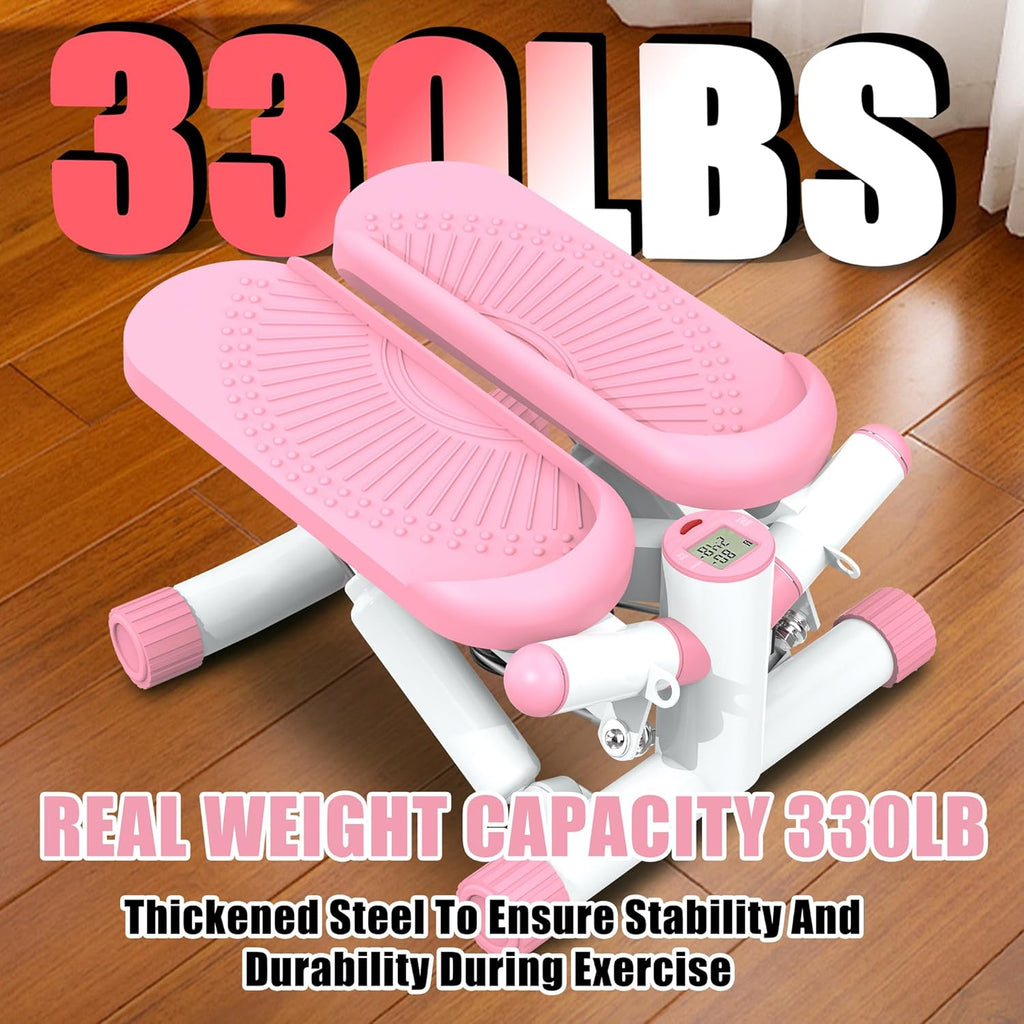 Steppers for Exercise at Home, Twist Stepper with 350LBS Loading Capacity, Mini Stepper with Resistance Bands, Hydraulic Fitness Stair Stepper for Home with LCD Monitor