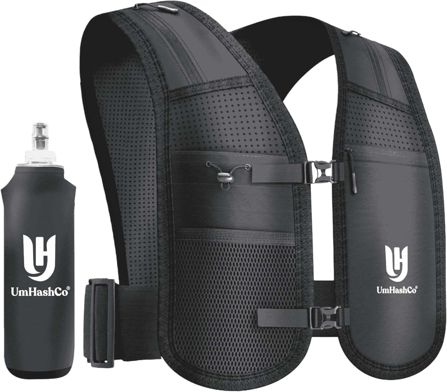 Running Vest Phone Holder with 500ml Water Bottle, Waterproof Phone Pocket Reflective Vest, Breathable Hydration Running Vest for Unisex