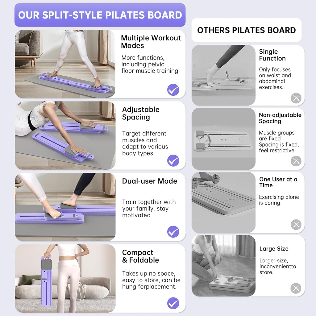 Pilates Board with Resistance Bands, 7-in-1 Foldable Pilates Reformer Set, Pilates Reformer Machine for Home Workout, Core Strengthener, Ab Workout, Glute & Leg Toning