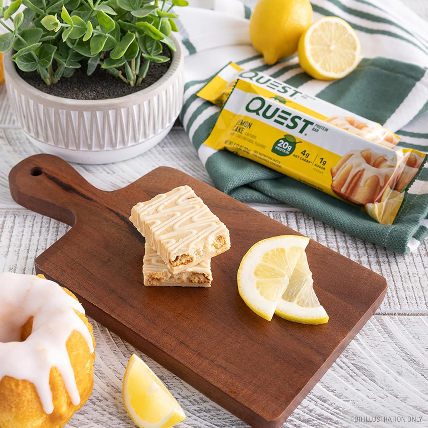 Quest Nutrition Lemon Cake Protein Bars, High Protein, Low Carb, Gluten Free, Keto Friendly, 4 Count