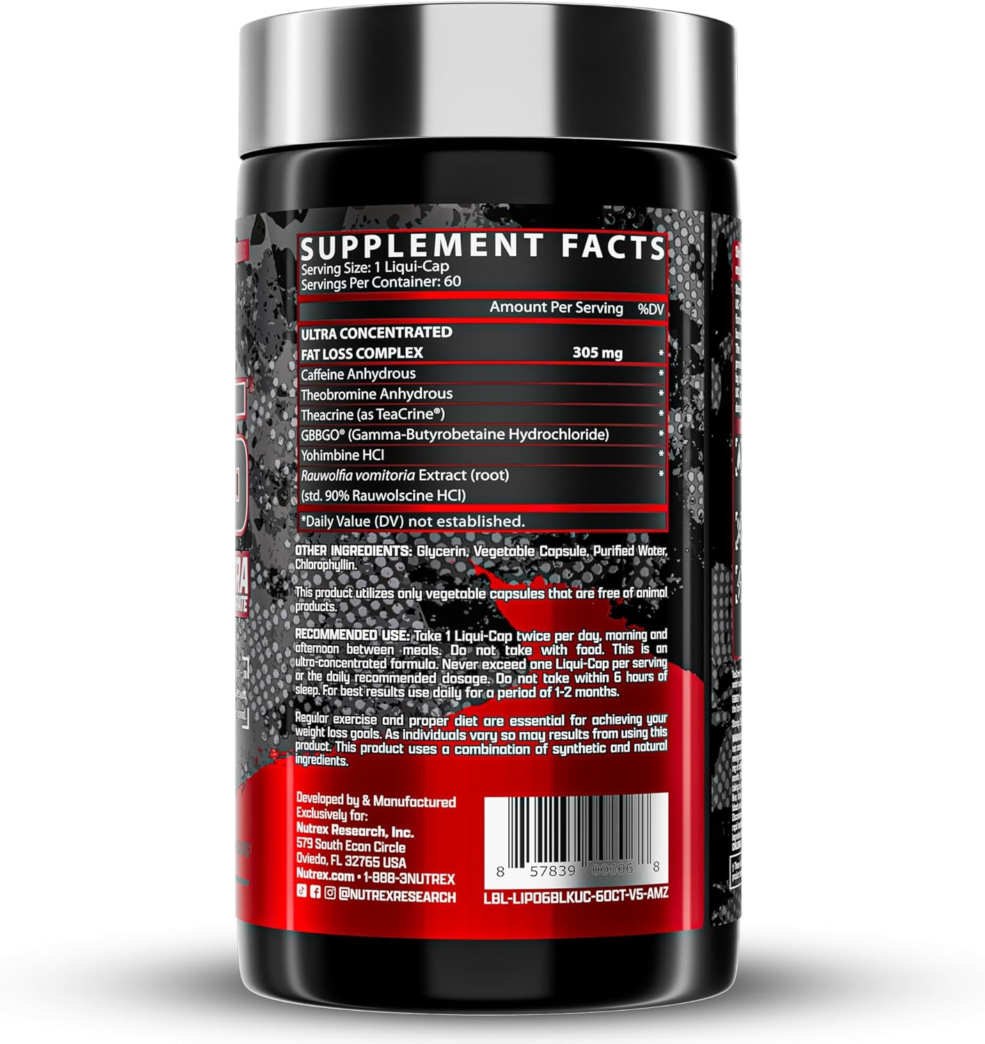 Nutrex Research Lipo-6 Black Ultra Concentrate | Thermogenic Energizing Fat Burner Supplement, Increase Weight Loss, Energy & Intense Focus |Capsule, 60Count