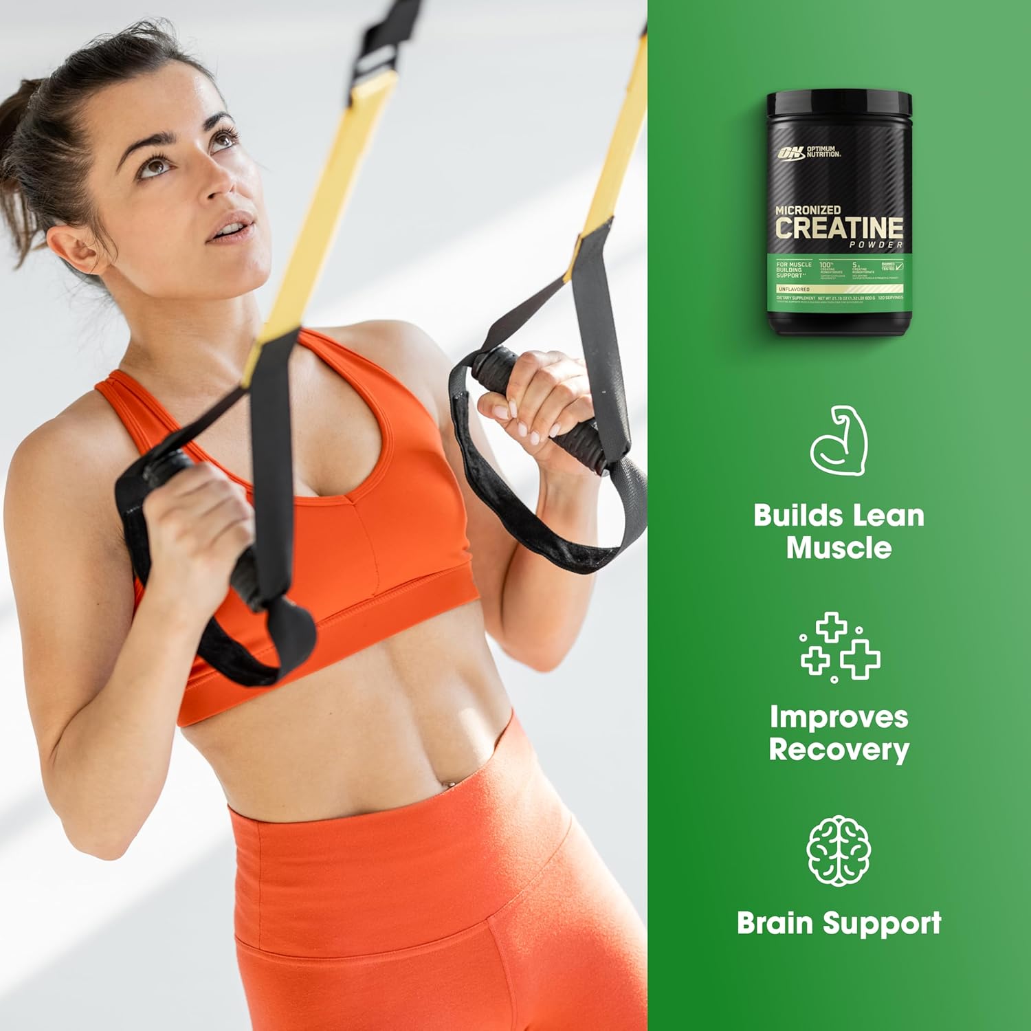 Optimum Nutrition Micronized Creatine Monohydrate Powder, Unflavored, 60 Servings, 300 Grams