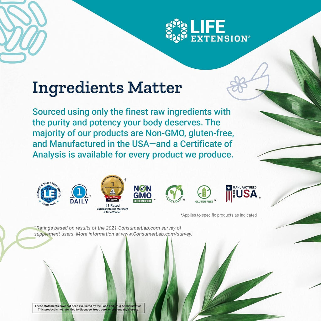 Life Extension TMG 500mg, 100 Liquid Veg Caps - Trimethylglycine (Glycine Betaine) Supplement - Gluten Free, Non-GMO, Vegetarian