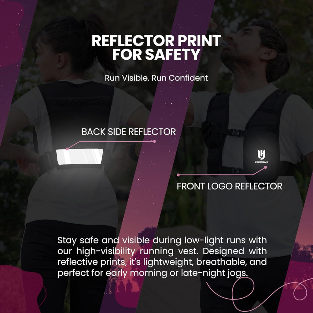 Running Vest Phone Holder with 500ml Water Bottle, Waterproof Phone Pocket Reflective Vest, Breathable Hydration Running Vest for Unisex