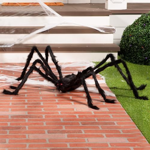 Halloween Outdoor Decorations Giant Spider, 5 Ft Large Spider for Yard Lawn Garden Patio Scary Halloween Outside Decor, Indoor Haunted House Prop and Home Party Decor, Black