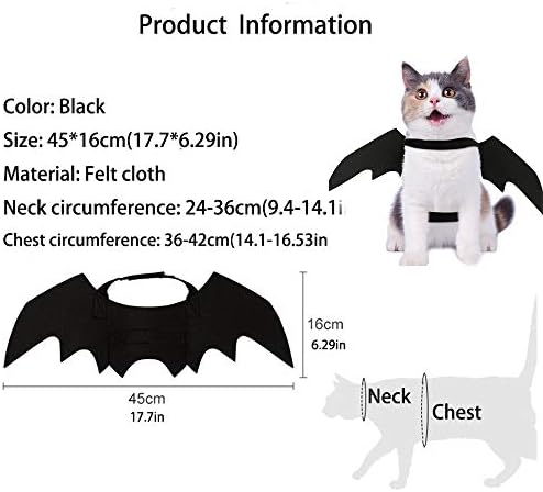 Pet Cat Bat Wings for Halloween Party Decoration, Puppy Collar Leads Cosplay Bat Costume,Cute Puppy Cat Dress Up Accessories