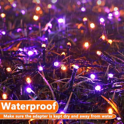 Orange Purple Halloween Lights, 100FT 300LED Plug-in String Lights