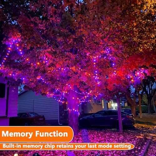 Orange Purple Halloween Lights, 100FT 300LED Plug-in String Lights