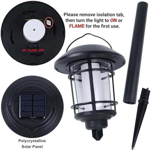 6 Pack Solar Flame Torch Lights Outdoor, Dual Use Flickering Purple Flame Garden Light, Hanging Lantern, Auto On/Off & Waterproof Halloween Lighting for Lawn Patio Yard Walkway Driveway