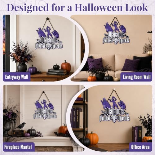 Halloween Welcome Foolish Mortals Signs, Halloween Decorations for Home